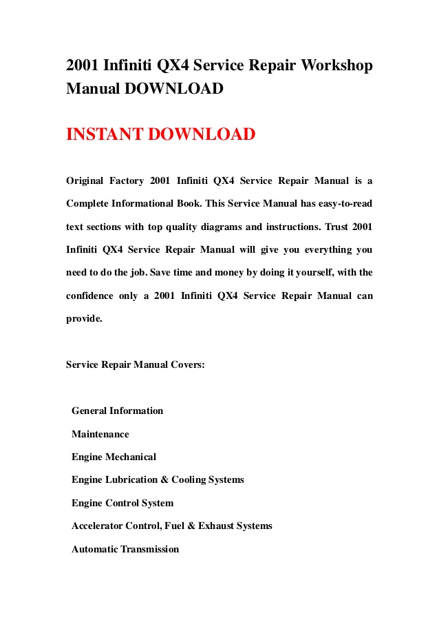 2001 Qx4 Repair Manual Free Download